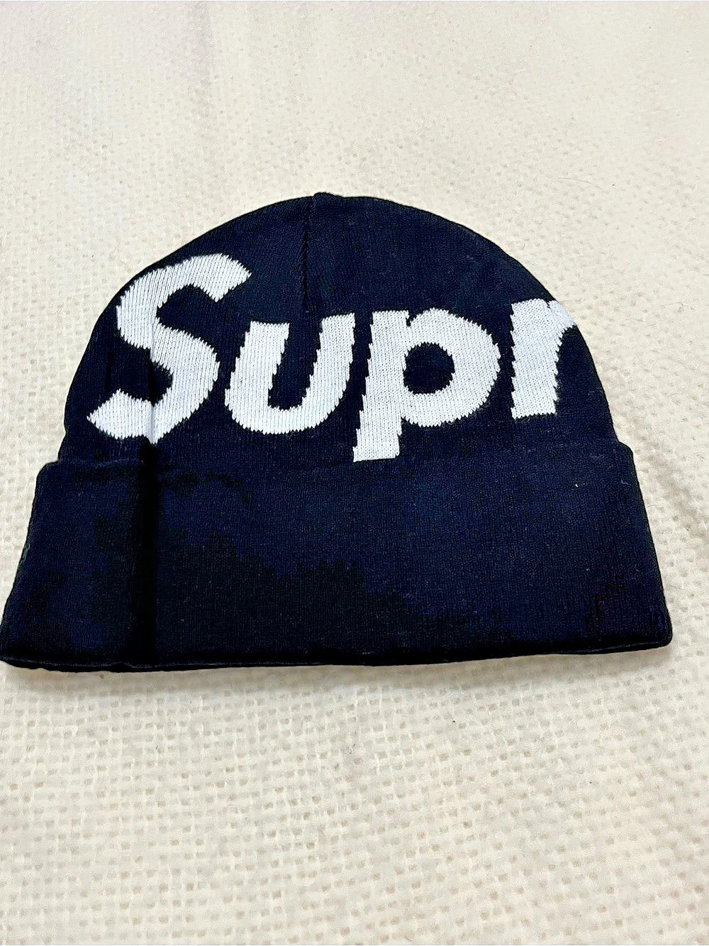 Supreme Big Logo Beanie Black & White